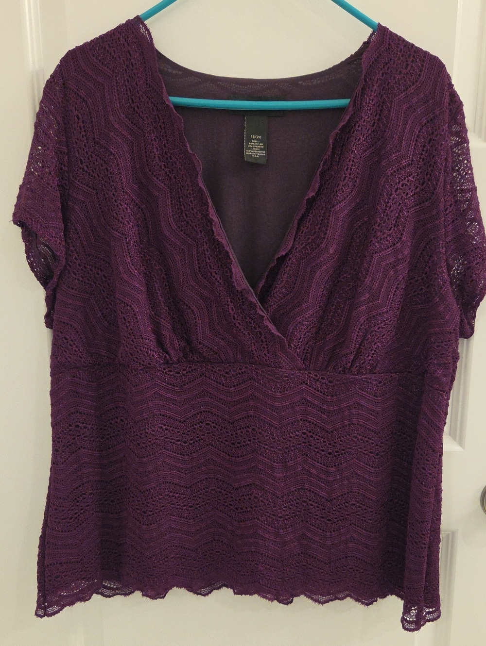 Lane Bryant Deep Purple Lace V-Neck Peplum Top